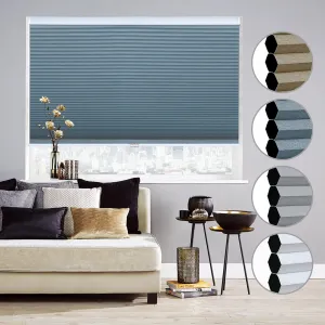 Homebox Cordless 100% Blackout Cellular Shades for Home,Shades for Indoor Windows, Honeycomb Blinds 19" W x 72" H Navy Blue