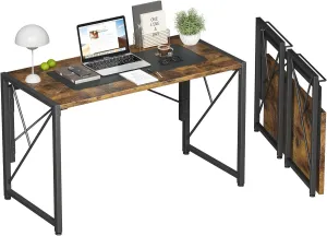 Homeiju Folding Desk 40" for Small Spaces, Portable for Bedroom, Home Office, Camping, Traveling, Space Saving, Easy Assembly, Rustic Brown