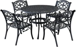 Homestyles 6654-308 5 Piece Outdoor Dining Set, 42" Table, Black