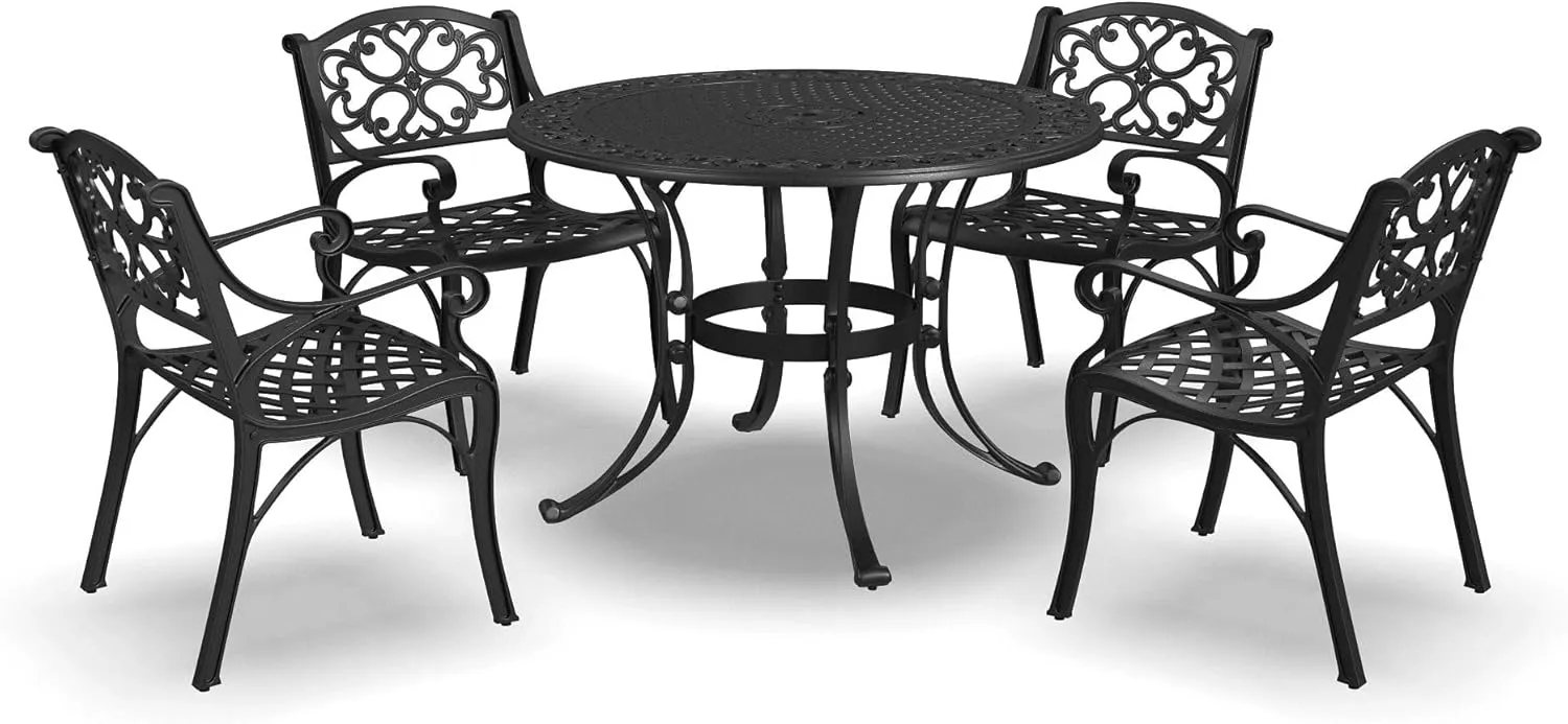 Homestyles 6654-308 5 Piece Outdoor Dining Set, 42" Table, Black