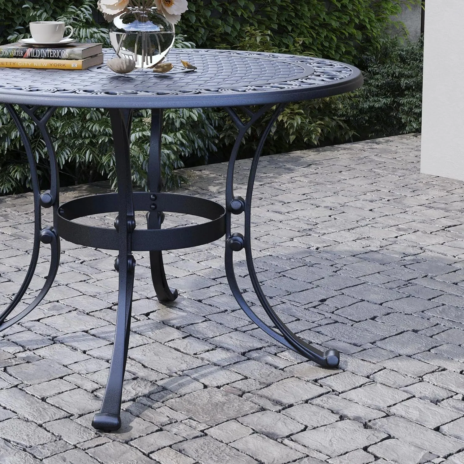 Homestyles 6654-308 5 Piece Outdoor Dining Set, 42" Table, Black