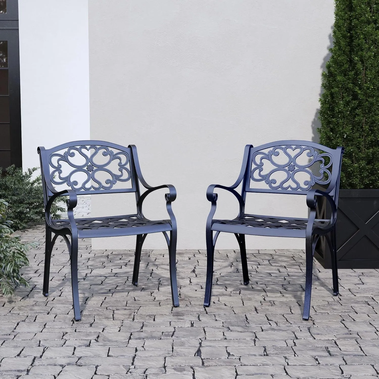 Homestyles 6654-308 5 Piece Outdoor Dining Set, 42" Table, Black