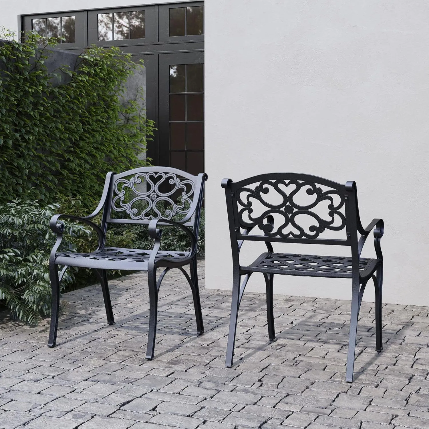 Homestyles 6654-308 5 Piece Outdoor Dining Set, 42" Table, Black
