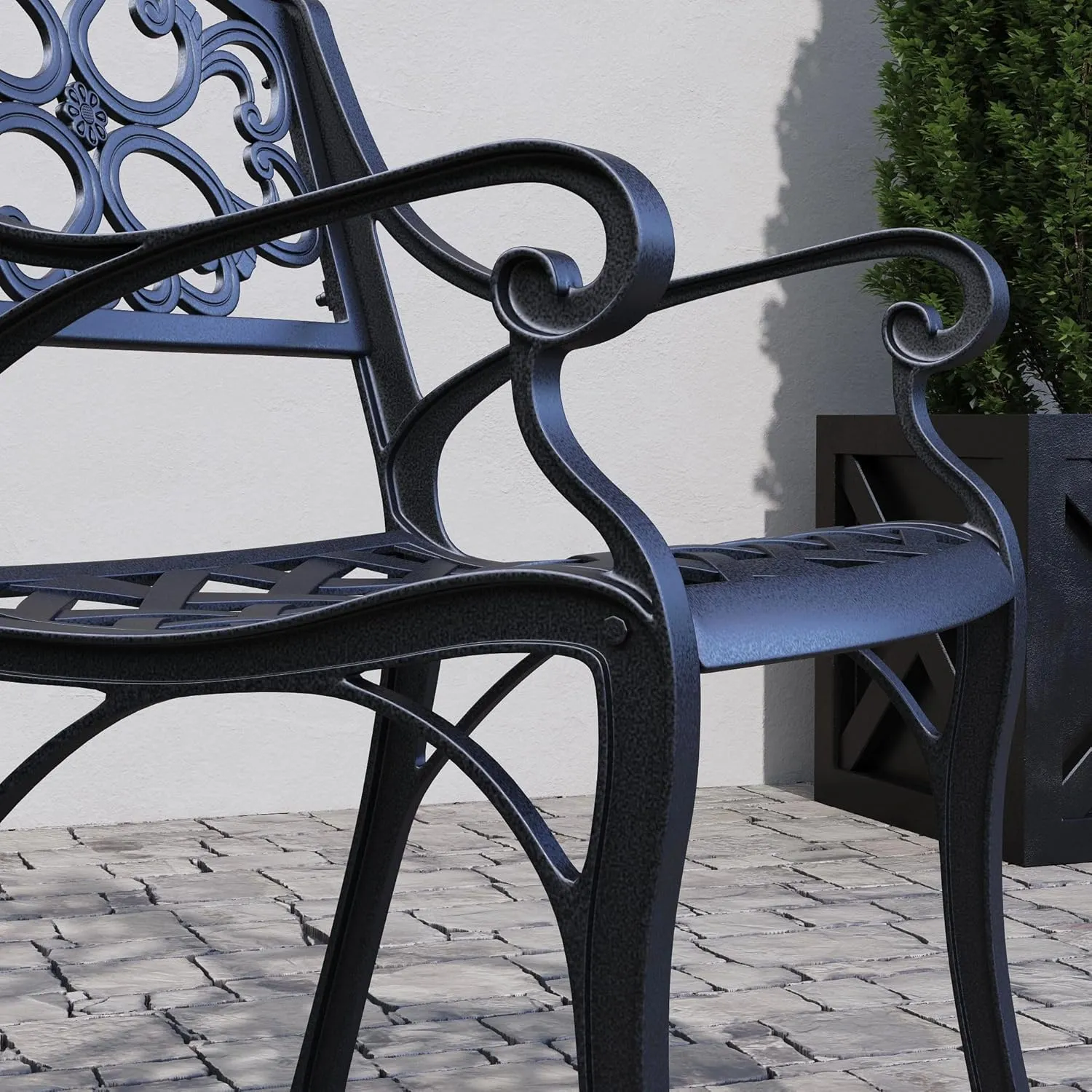 Homestyles 6654-308 5 Piece Outdoor Dining Set, 42" Table, Black