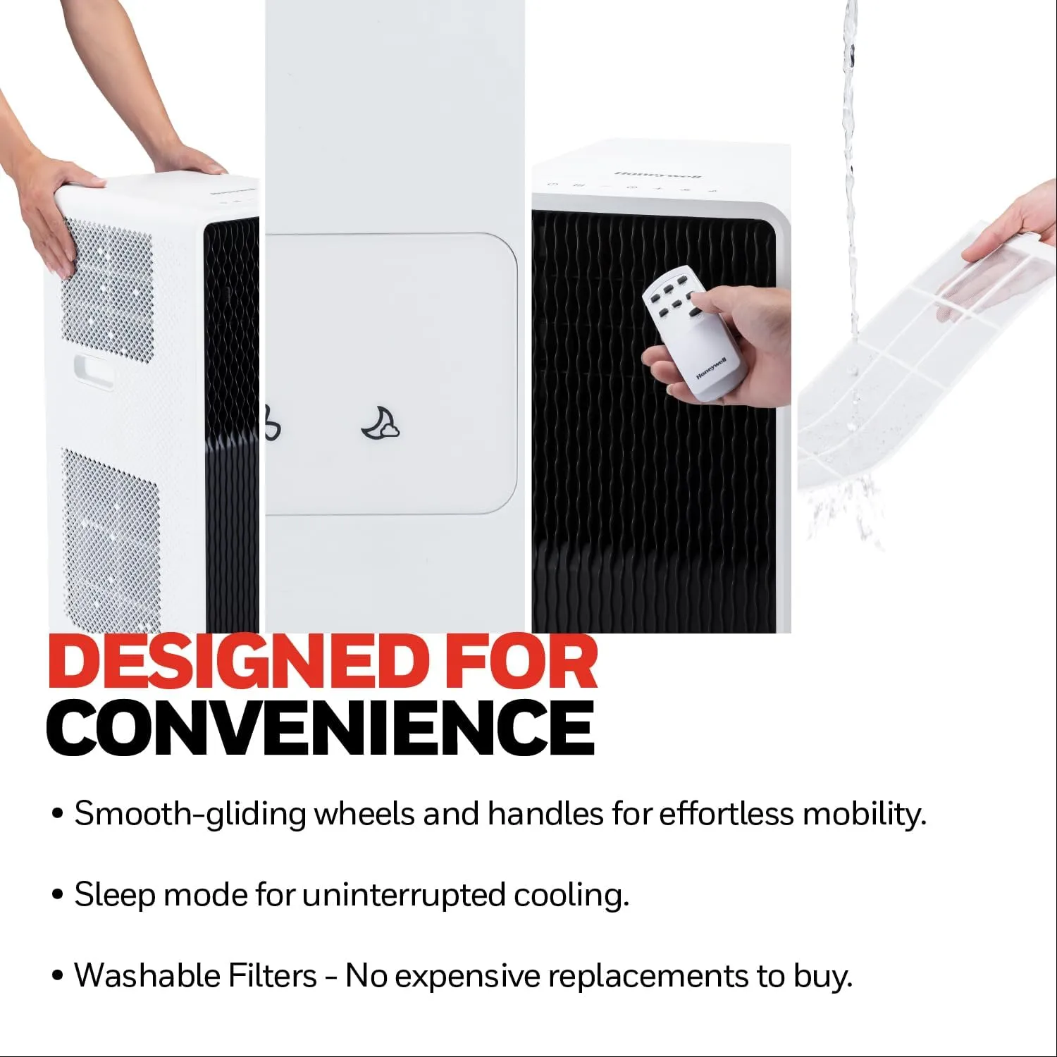 Honeywell 13,500 BTU Slim & Smart WiFi Portable AC with Fan, Dehumidifier, Alexa/Google Home Voice Control – Cools Up to 660 Sq. Ft., HX4CESVWG0