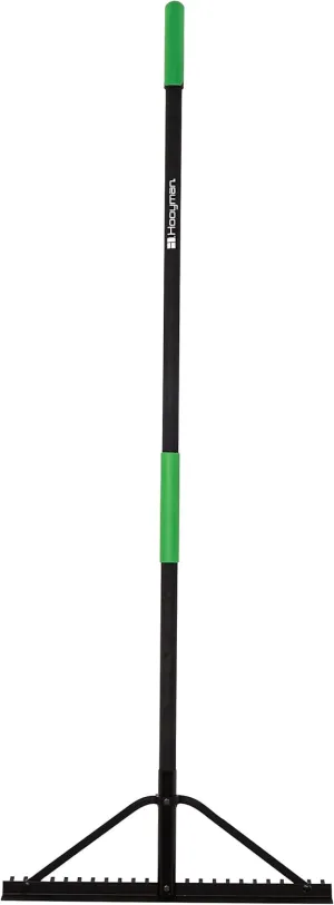 Hooyman Rake with Heavy Duty Construction, Fiberglass Core, Ergonomic No-Slip H-Grip Handles, and High Carbon Steel Tines for Gardening, Land Management, Yard Work, Farming, Food Plot, and Outdoors