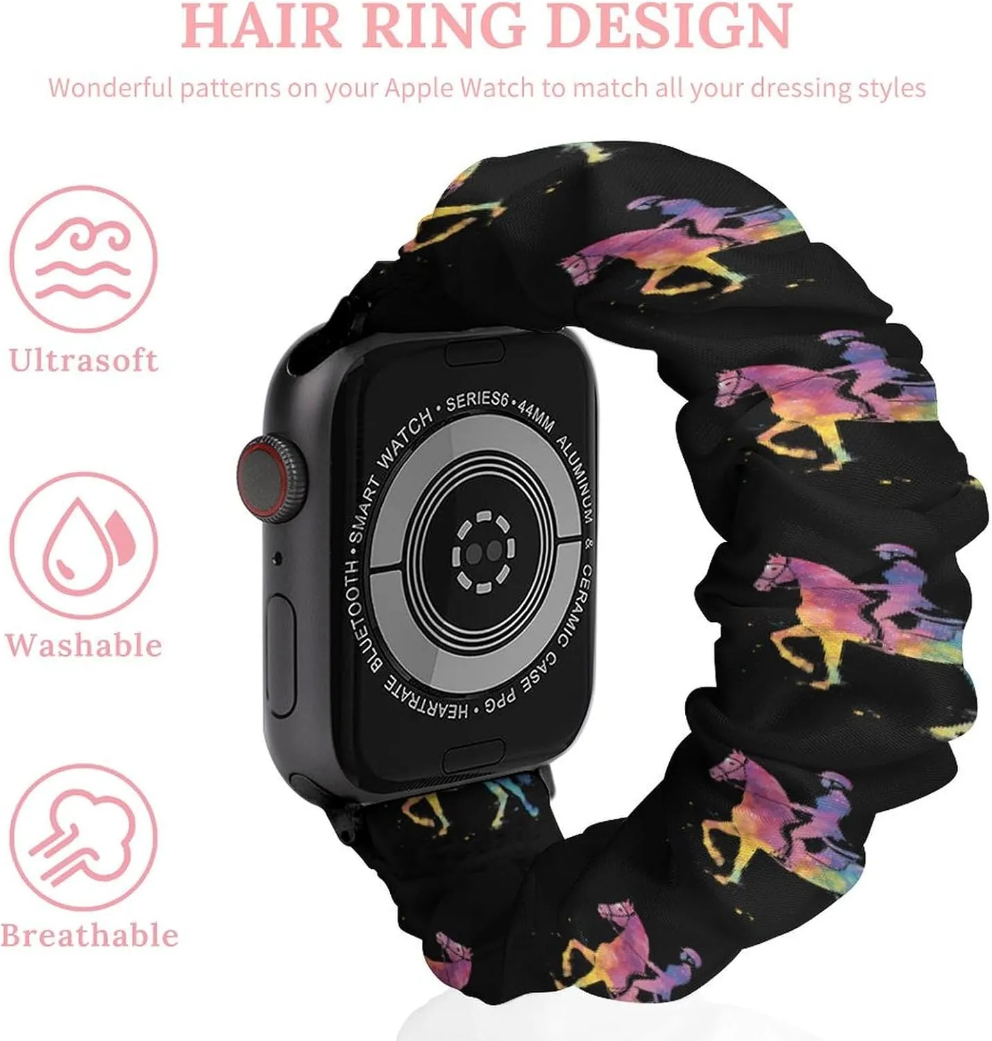 Horse Rider Race Marseille Fashion Watch Strap Scrunchies Wristbands Compatible With IWatch Series