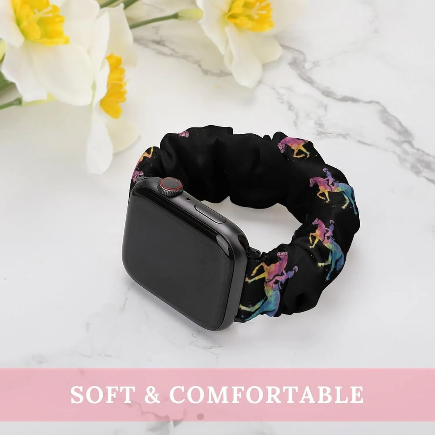 Horse Rider Race Marseille Fashion Watch Strap Scrunchies Wristbands Compatible With IWatch Series