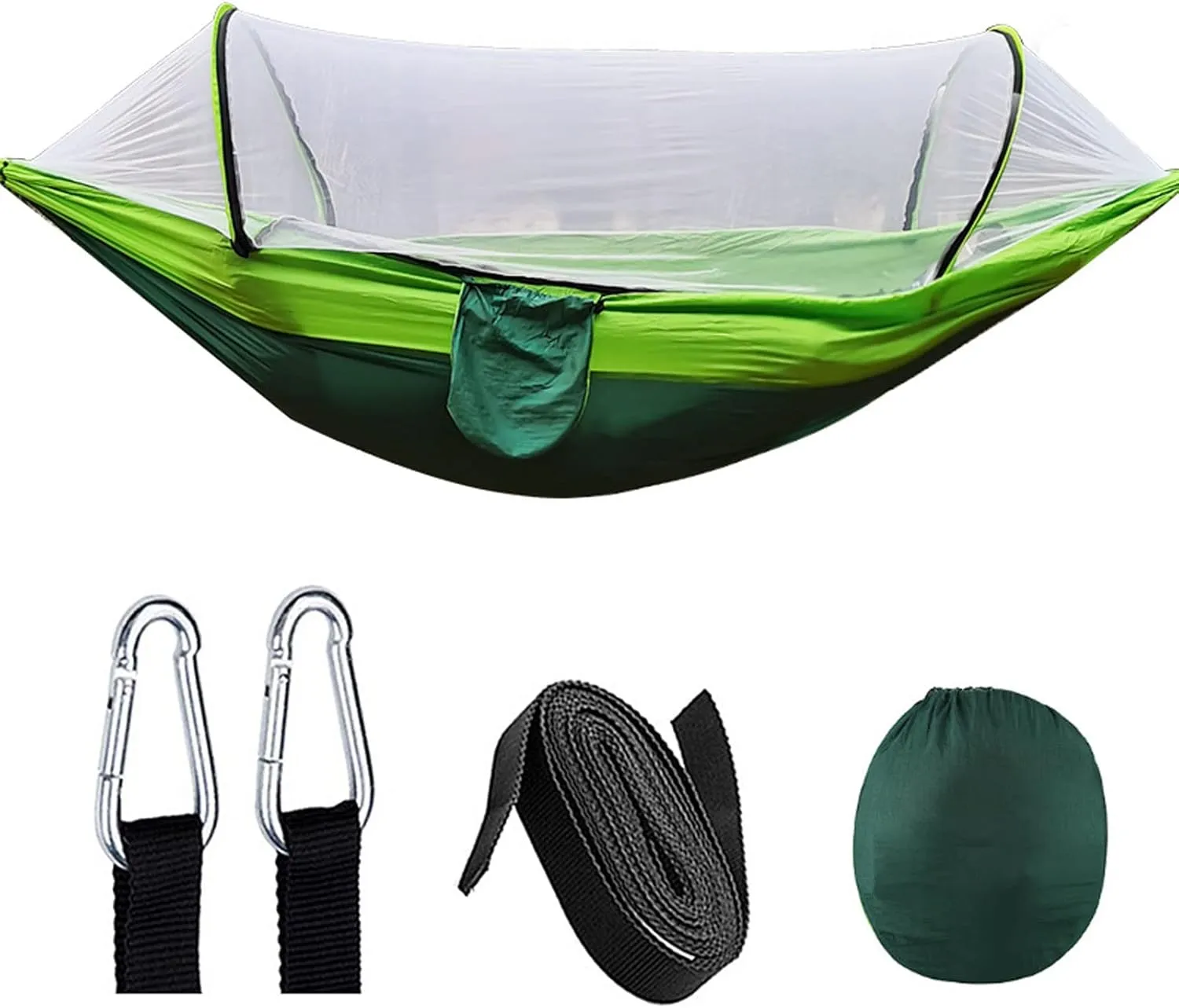HUHJYUGE Camping Hammock with Mosquito Net, Double or Single Hammocks with Tree Straps, Portable Lightweight Nylon Parachute Hammocks, for Outdoor Hiking, Backpacking (B)