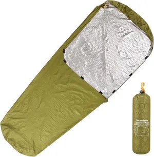 HXBER Emergency Sleeping Bag Lightweight Waterproof Thermal Emergency Blanket Survival Gear for Outdoor Adventure Camping Hiking Backpacking, Green