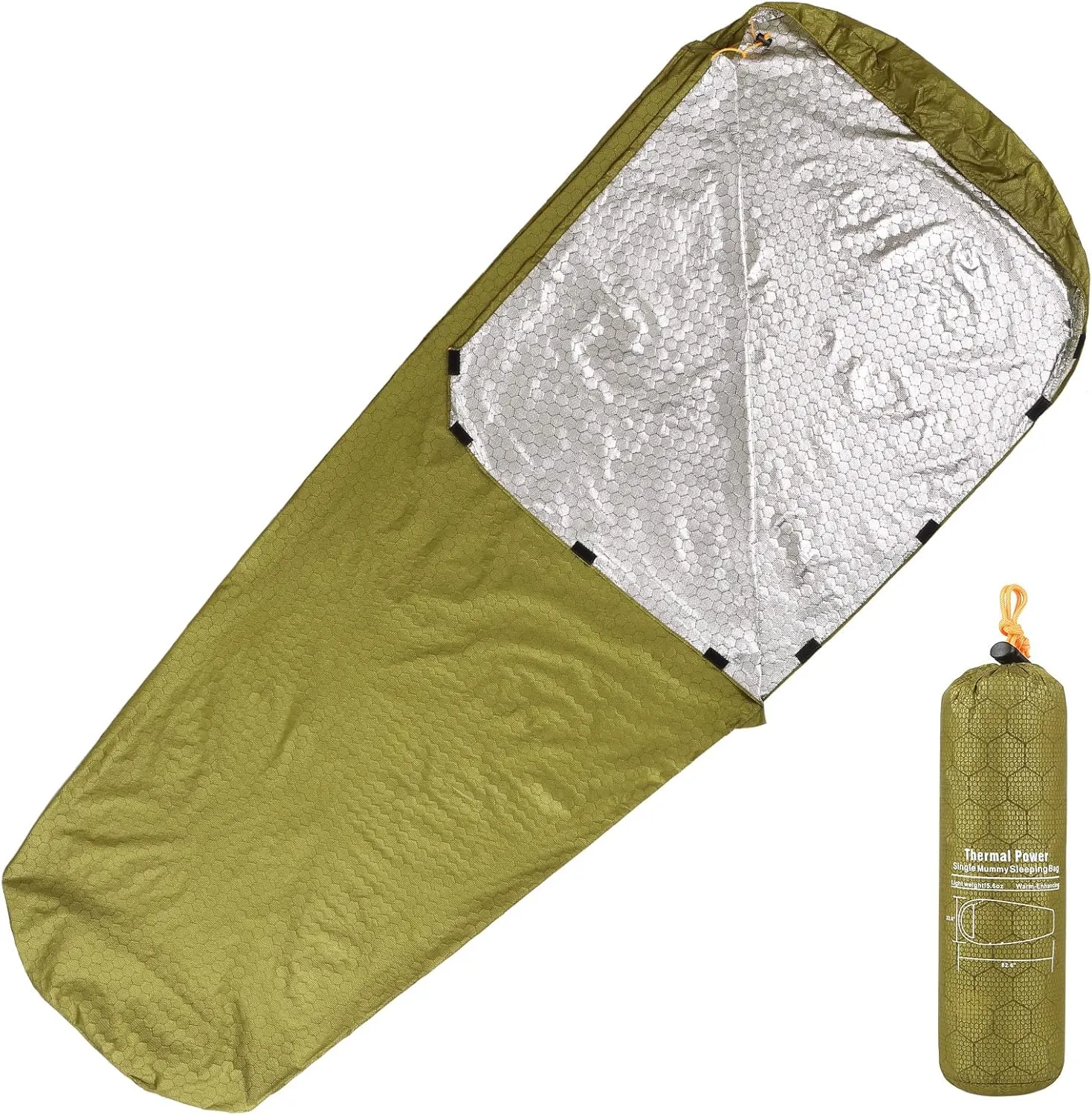 HXBER Emergency Sleeping Bag Lightweight Waterproof Thermal Emergency Blanket Survival Gear for Outdoor Adventure Camping Hiking Backpacking, Green