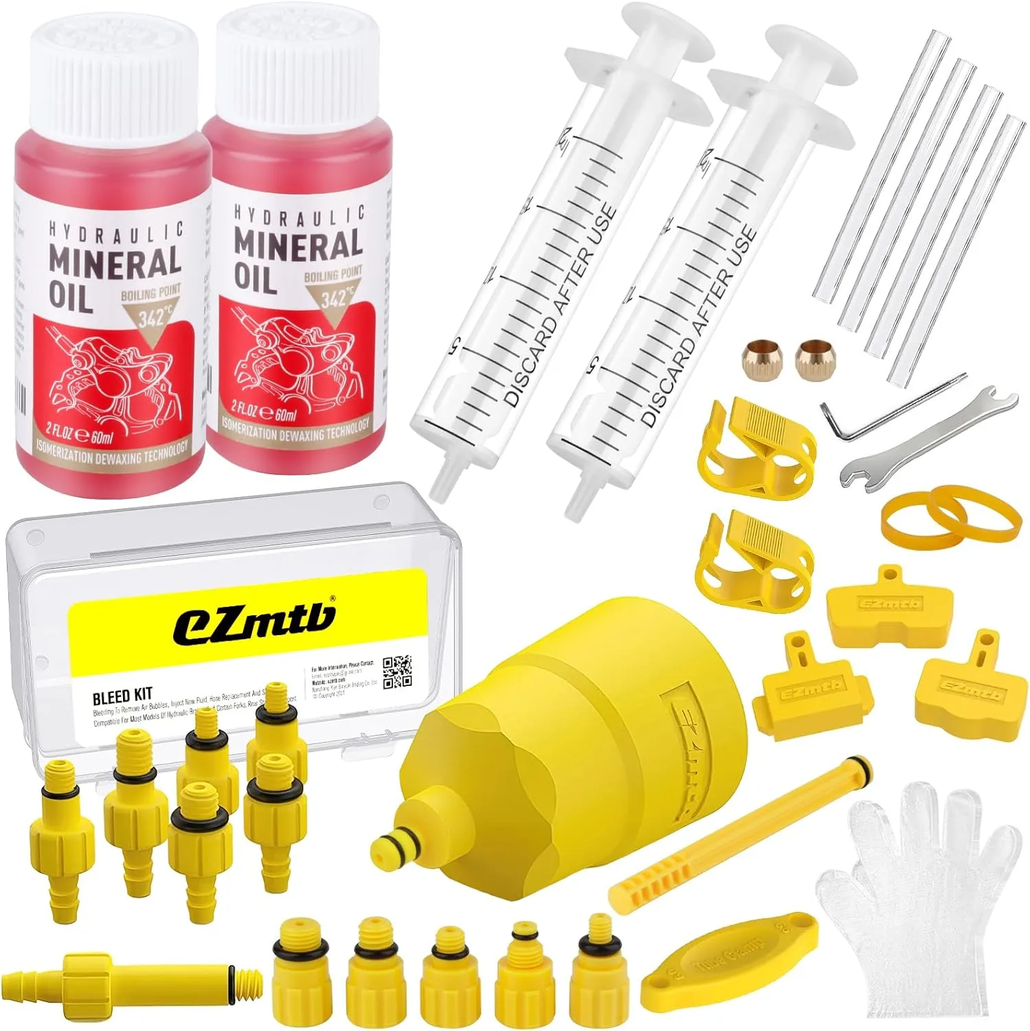 Hydraulic Brake Bleed Kit for Shimano,TEKTRO, MAGURA and Other Mineral Oil Brake Systems, Brake Fluid Change Hydraulic Kits, Including High Performance Brake Fluid Mineral Oil 120ml
