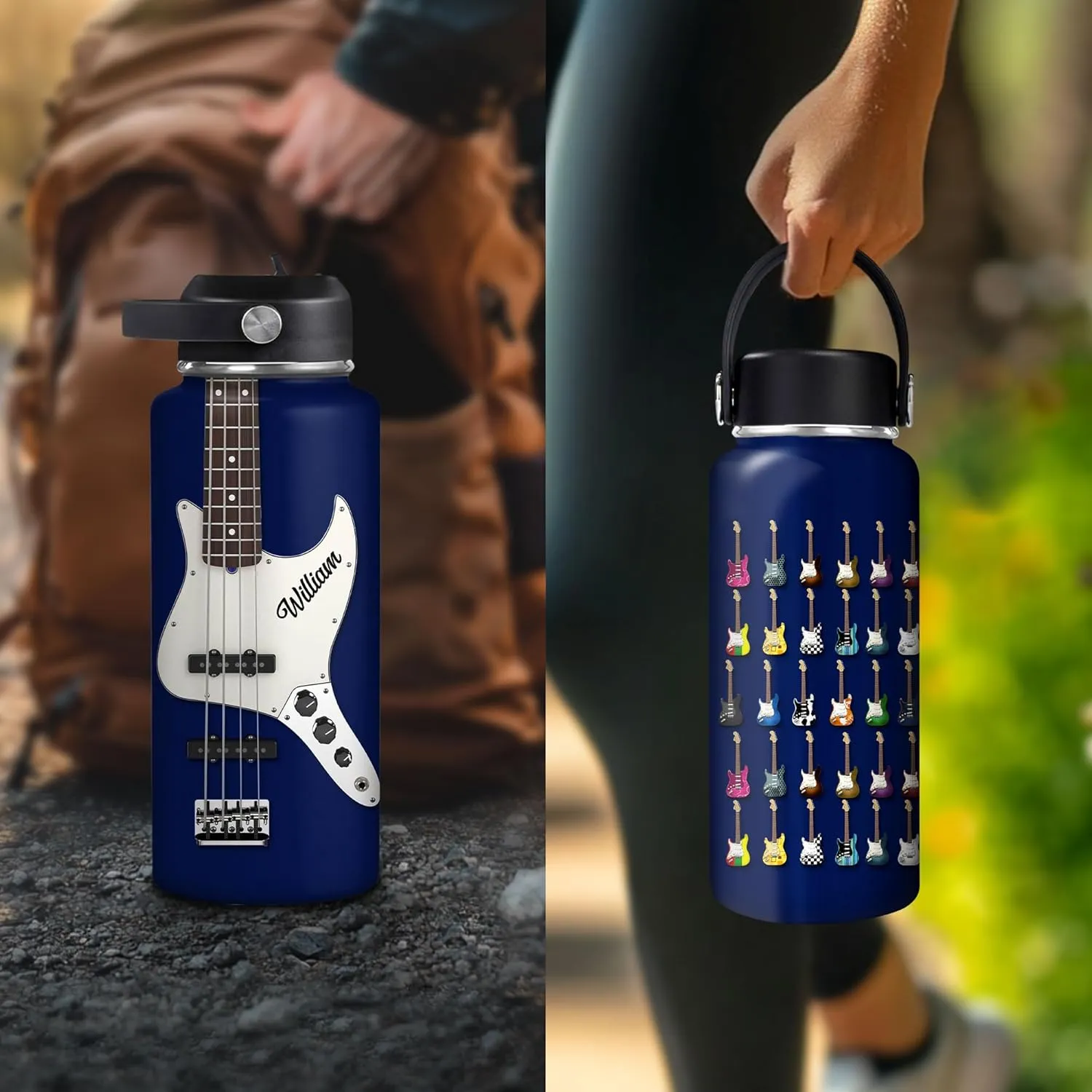 Hyturtle Personalized Guitar Steel Water Bottle (Guitar 7)