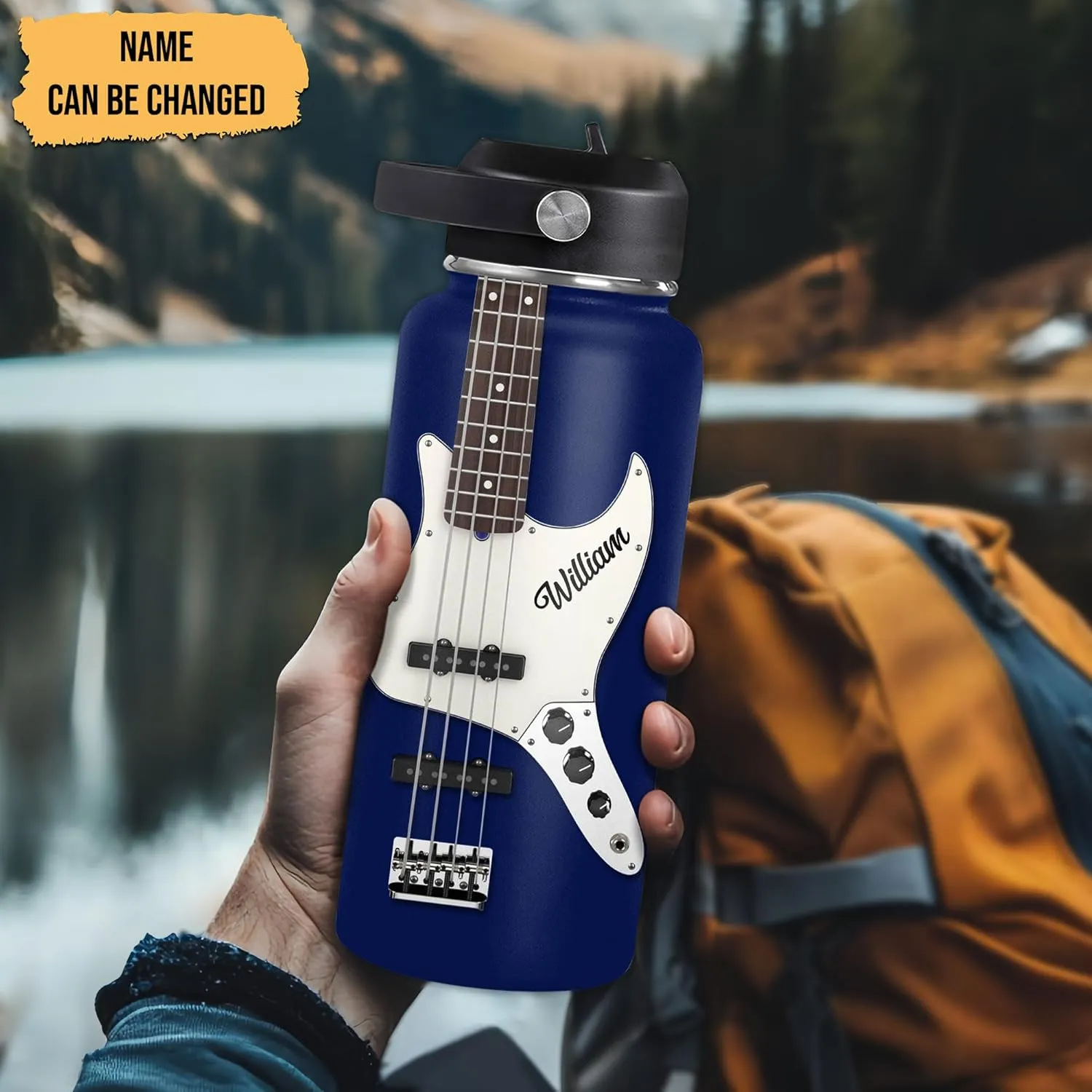Hyturtle Personalized Guitar Steel Water Bottle (Guitar 7)