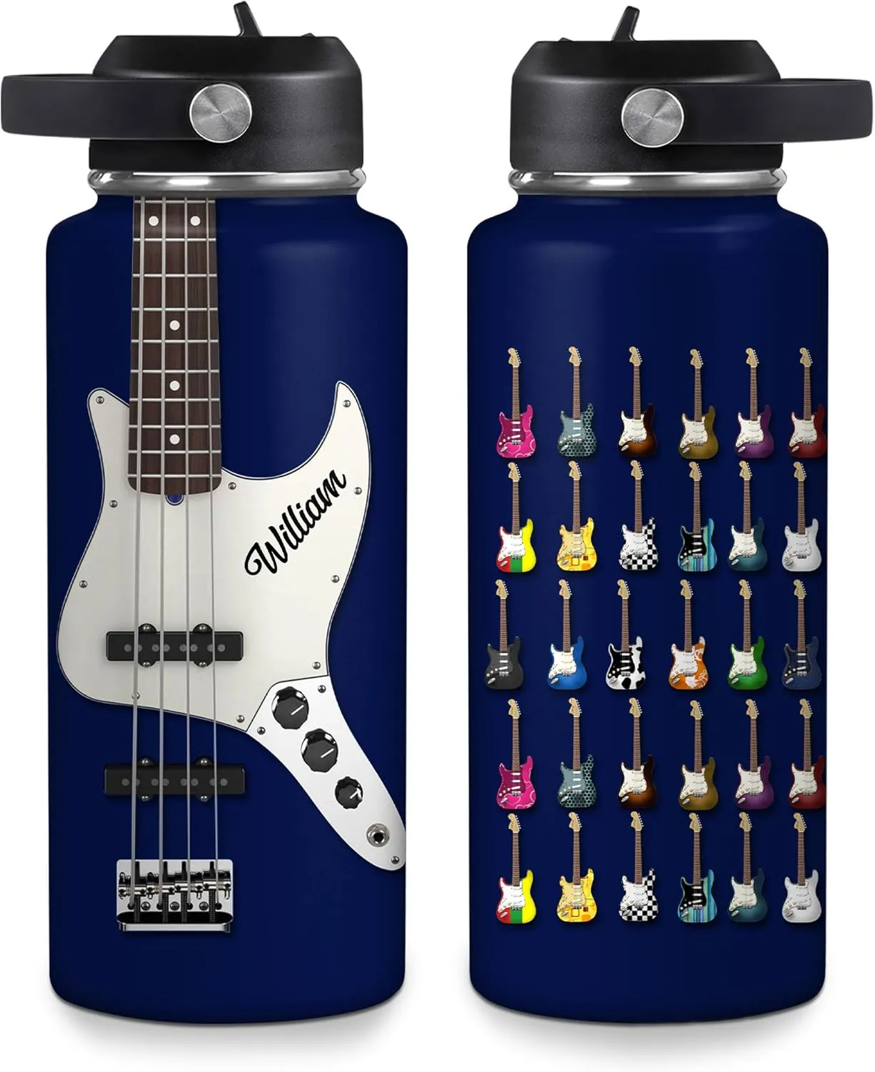 Hyturtle Personalized Guitar Steel Water Bottle (Guitar 7)