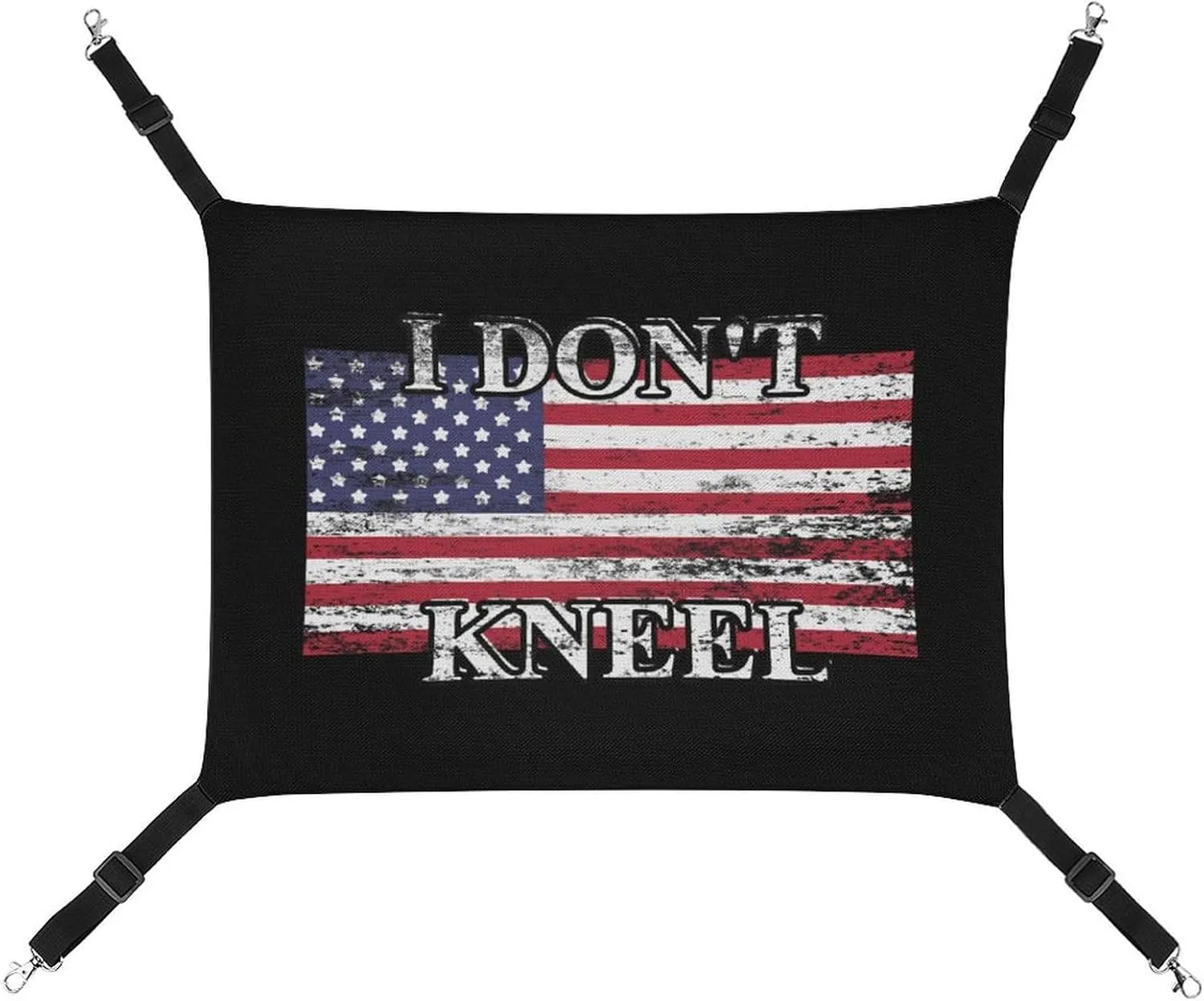 I Don't Kneel Cat Hanging Hammock Soft Breathable Pet Cage Dog Hammock with Adjustable Straps and Metal Hooks