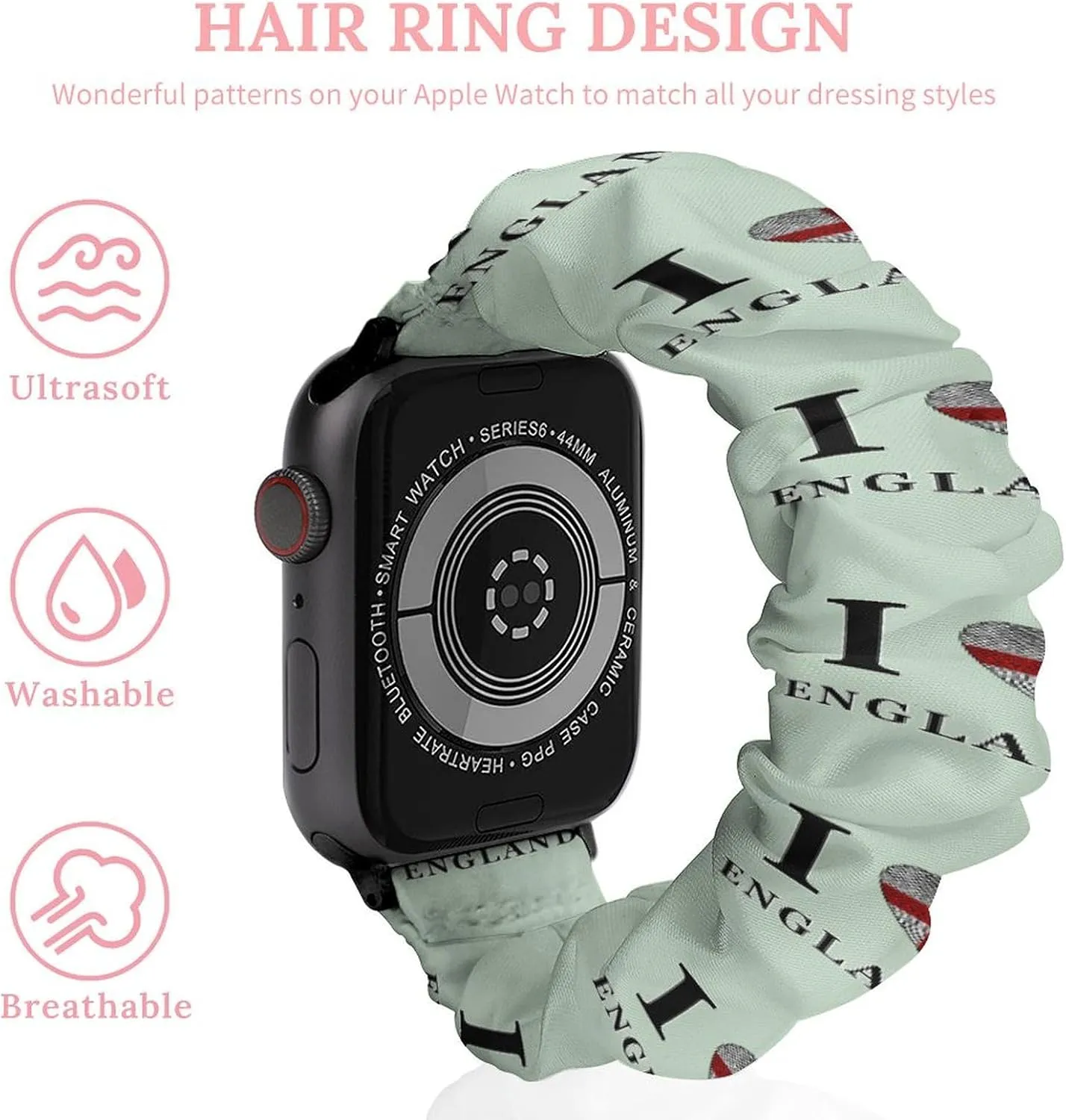 I Love England Britain Fashion Watch Strap Scrunchies Wristbands Compatible With IWatch Series