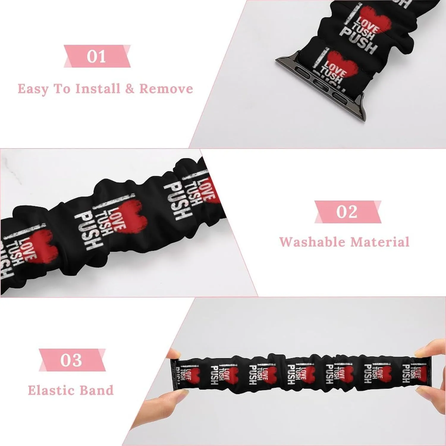 I Love Tush Push Fashion Watch Strap Scrunchies Wristbands Compatible With IWatch Series