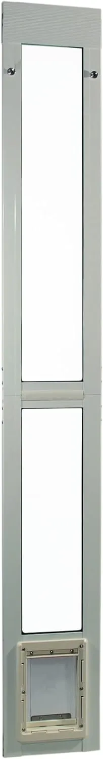 Ideal Pet Products ALUMINUM Modular Pet Patio Door, Assembled Adjustable Height 77-5/8" To 80-3/8", 5" x 7" Flap Size, White