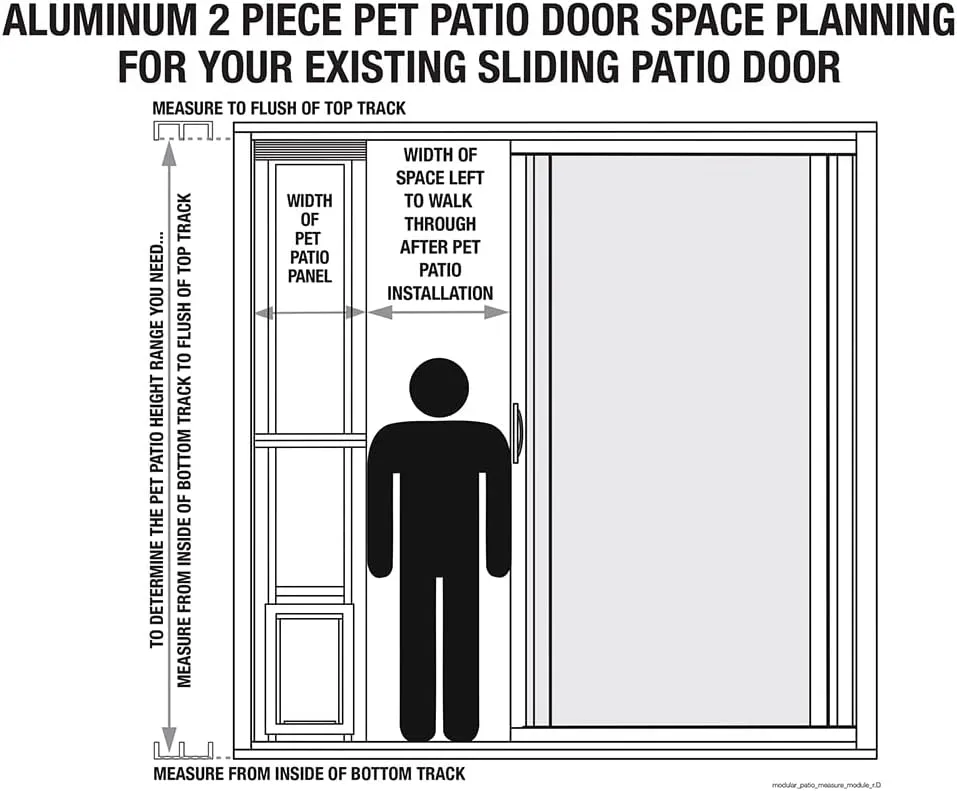 Ideal Pet Products ALUMINUM Modular Pet Patio Door, Assembled Adjustable Height 77-5/8" To 80-3/8", 5" x 7" Flap Size, White