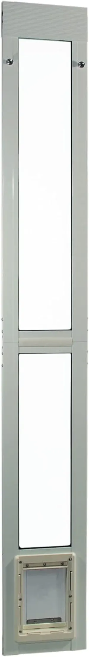 Ideal Pet Products ALUMINUM Modular Pet Patio Door, Assembled Adjustable Height 77-5/8" To 80-3/8", 5" x 7" Flap Size, White
