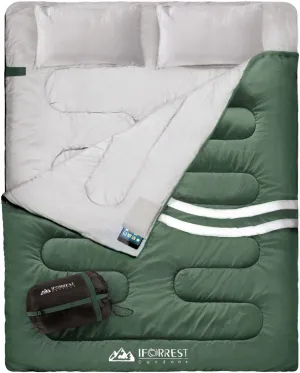 IFORREST Double Sleeping Bag for Adults - 2 Person Cold Weather(3-4 Seasons) Camping Bed, Extra-Wide & Warm - Queen Size XL