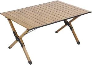 Imitation Wood Aluminum Table Folding Aluminum Alloy Camping Family Picnic Table, 117.5cm*62.5cm