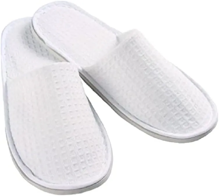 IMPERIA 5 Pairs of 5-star Hotel Slippers Disposable Deluxe Closed OR Opened Toe Spa Slippers Washable and Foldable for Spa Party Guests and Travel Disposable White