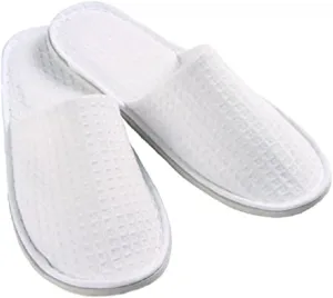 IMPERIA 5 Pairs of 5-star Hotel Slippers Disposable Deluxe Closed OR Opened Toe Spa Slippers Washable and Foldable for Spa Party Guests and Travel Disposable White