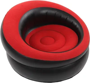 Inflatable Couch, Flocking Air Sofa Inflatable Sofa Chair Blow Up Couches Inflatable Lounge Chair for Bedroom Office Backyard Balcony Camping Travel (Red)