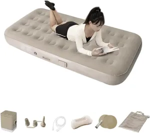 Inflatable Mattress with Electric Pump One Click Automatic Quick Inflation Deflation Air Mattress Comfortable Water-Resistance 2 Person for Home Guests Travel Camping Hiking Portable Air Bed