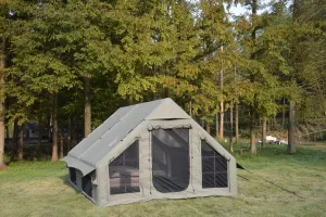 Inflatable Tent for Camping, 7-8 Person Blow Up Tent for Camping with Stove Jack, Hand Pump, Mesh Windows, Waterproof Cloth, Easy Setup, 4-Season Use