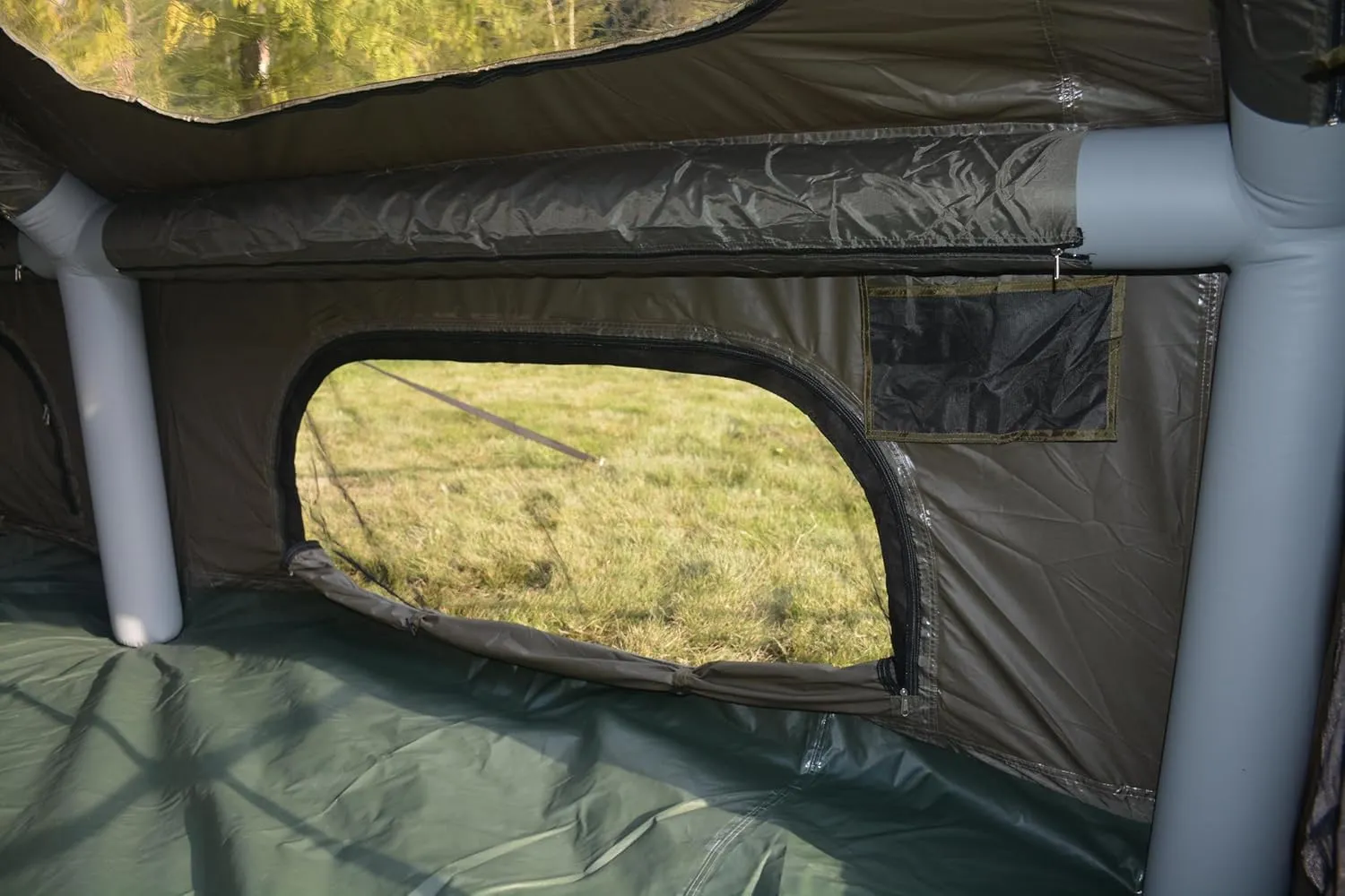 Inflatable Tent for Camping, 7-8 Person Blow Up Tent for Camping with Stove Jack, Hand Pump, Mesh Windows, Waterproof Cloth, Easy Setup, 4-Season Use