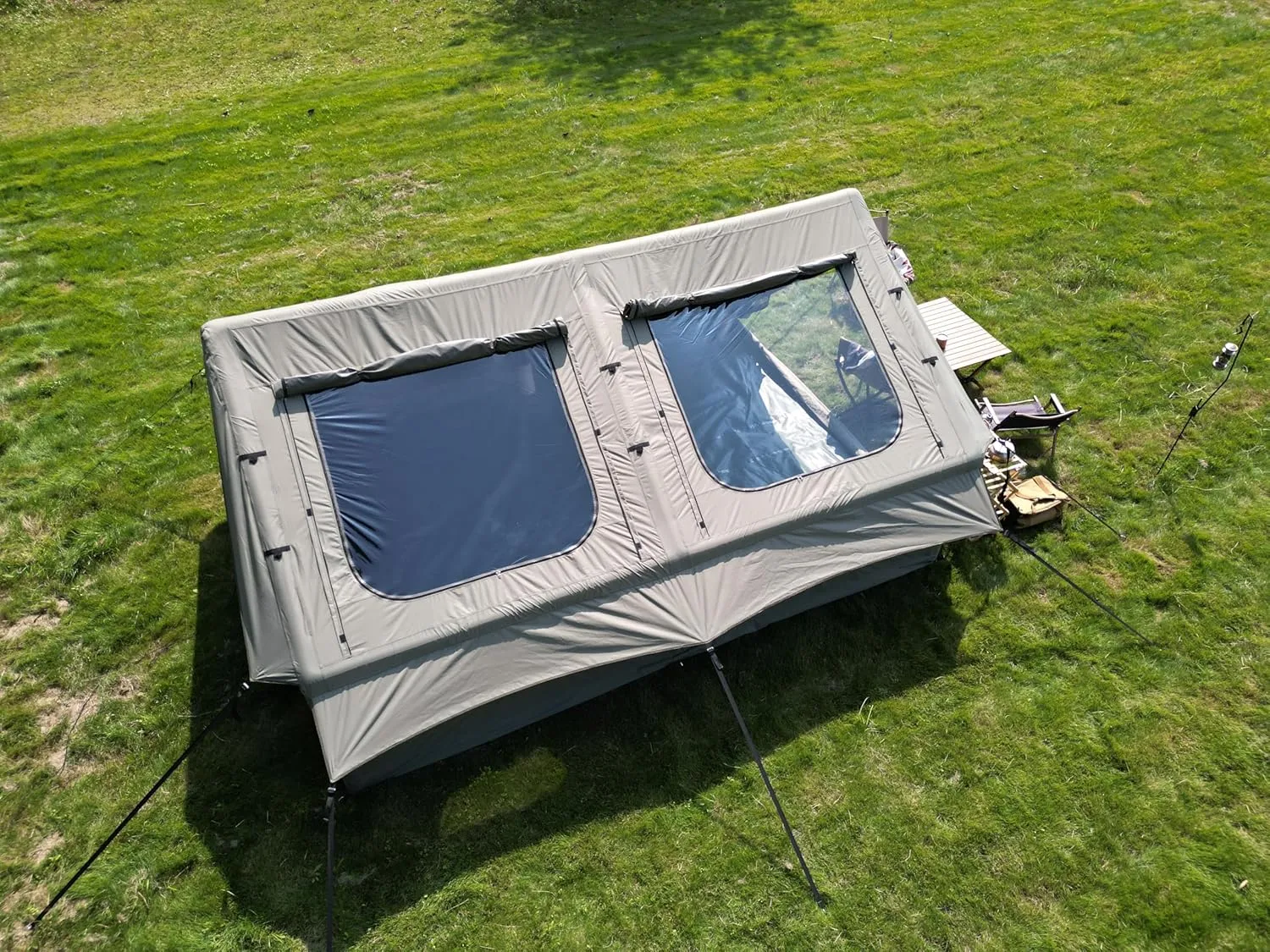 Inflatable Tent for Camping, 7-8 Person Blow Up Tent for Camping with Stove Jack, Hand Pump, Mesh Windows, Waterproof Cloth, Easy Setup, 4-Season Use
