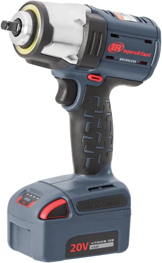 Ingersoll Rand W5133-K22 3/8" IQV20 Cordless Air Impact Wrench and Battery Kit with Brushless Motor, 360 Degree LED Light, 365 ft-lbs Max Torque, 4 Power Modes, Gray