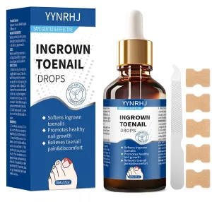 Ingrown toenail treatment- 30ML Toenail Softening Solution & Removal Tool with 10 nail patch​ |Effective Solution for Ingrown Toenails, Softens Nails, Easy to Use at Home​ IngrownToenail Removal Kit