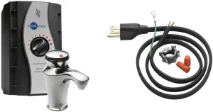 InSinkErator Invite Contour Instant Hot Water Dispenser System - Faucet & Tank, Chrome, H-Contour-SS & Garbage Disposal Power Cord Kit, CRD-00, Black, Pack of 1
