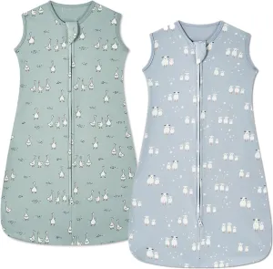 insular Wearable Blanket 2 Pack Cotton Baby Sleep Sack with 2-Way Zipper for Boys Girls Unisex