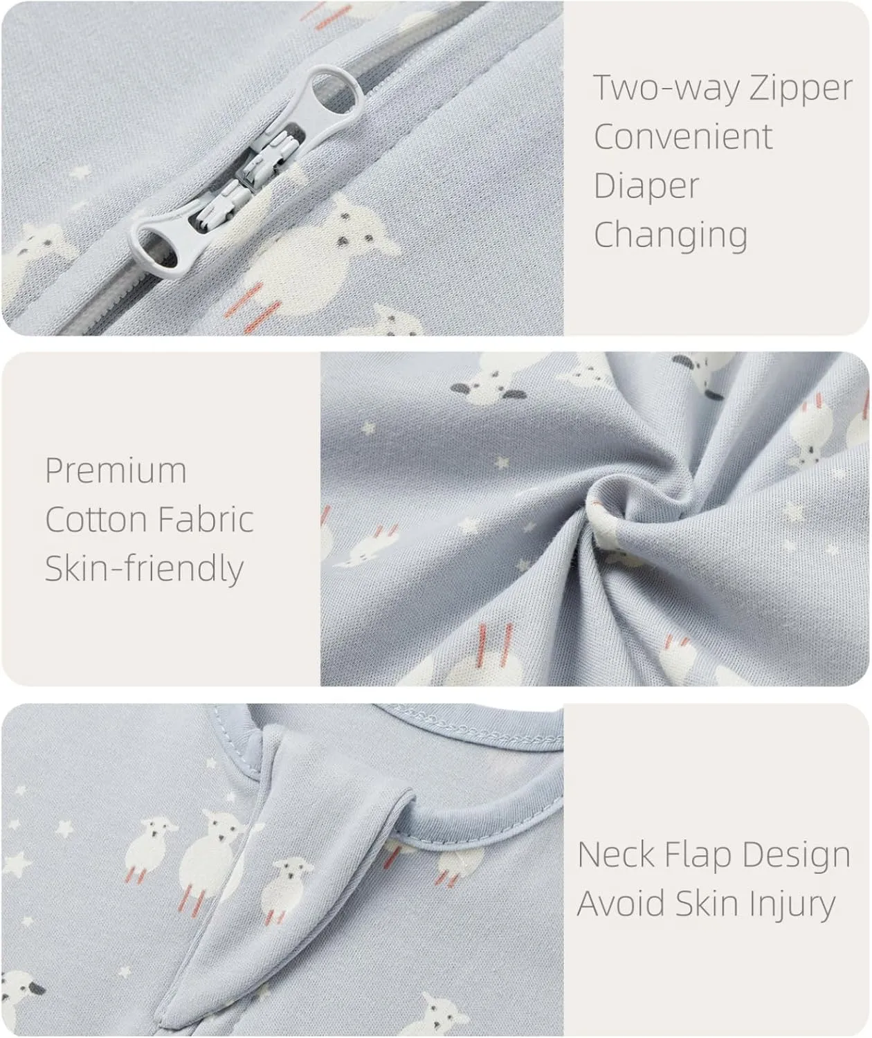 insular Wearable Blanket 2 Pack Cotton Baby Sleep Sack with 2-Way Zipper for Boys Girls Unisex