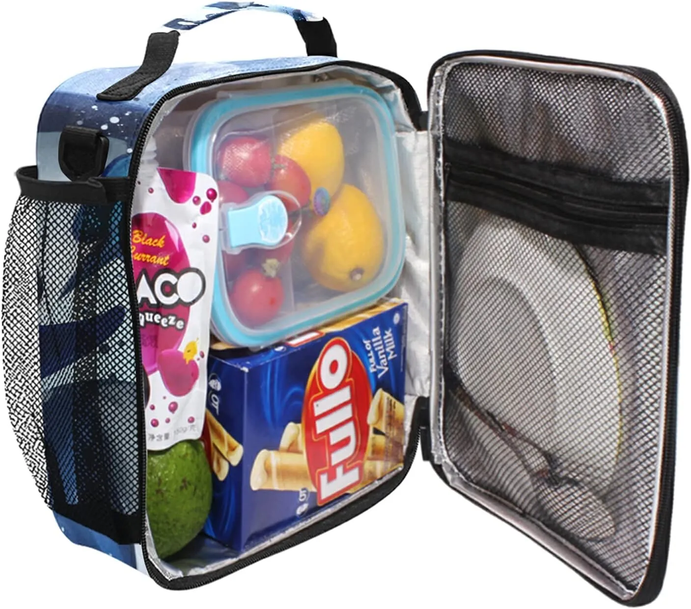 Insulated Lunch Bag Killer Whale Ocean Watercolor Portable Lunch Box Zippered Lunch Tote Bag Cooler Bag with Adjustable Strap for Women Men Work School Girl Boy