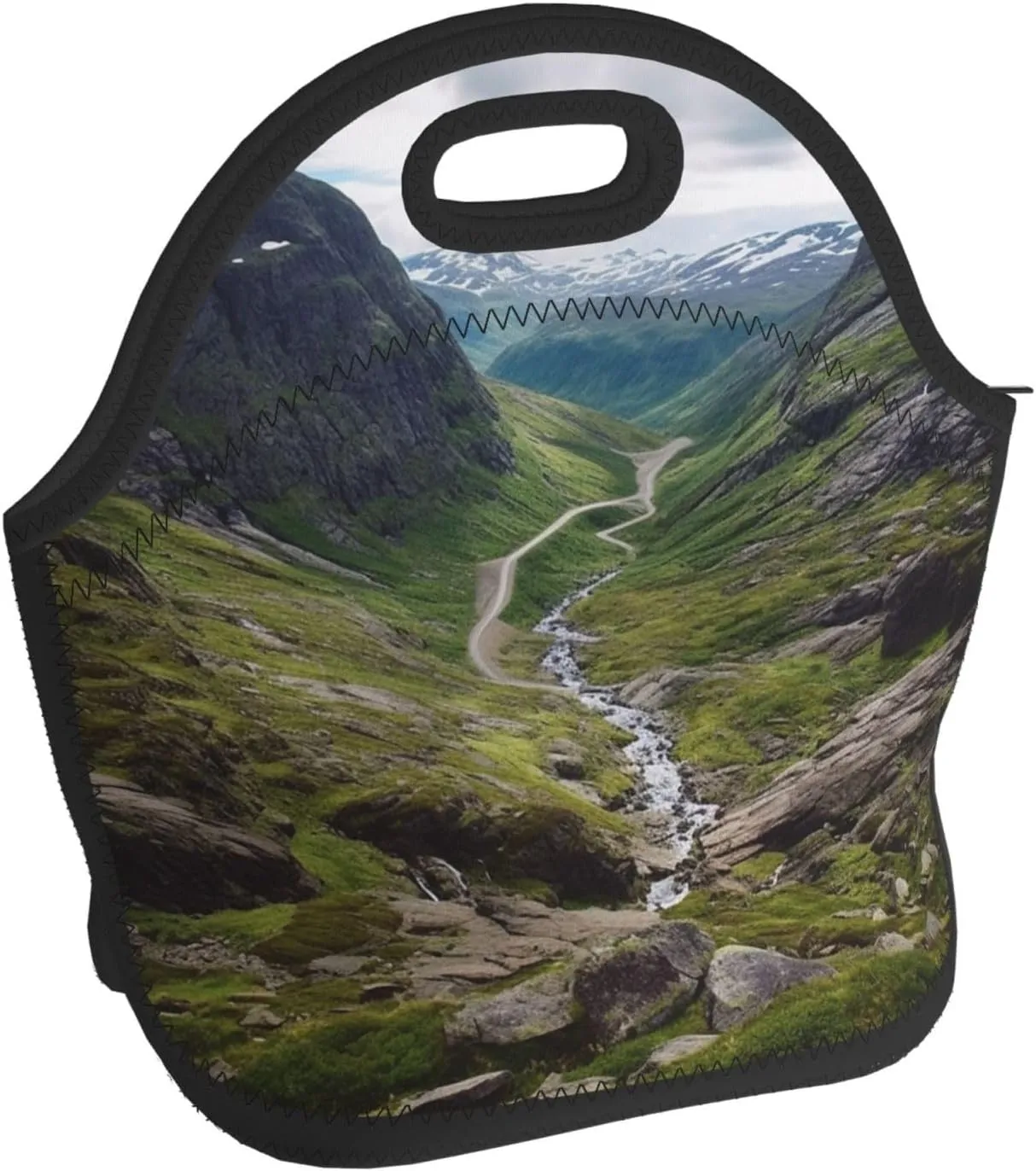 Insulated Lunch Bag Lunch box for Women Men Reusable Cooler Bag Norway terrain Lunch Bag Soft Neoprene Lunch Tote Bag Leakproof Lunchbox for Work Travel Picnic Office