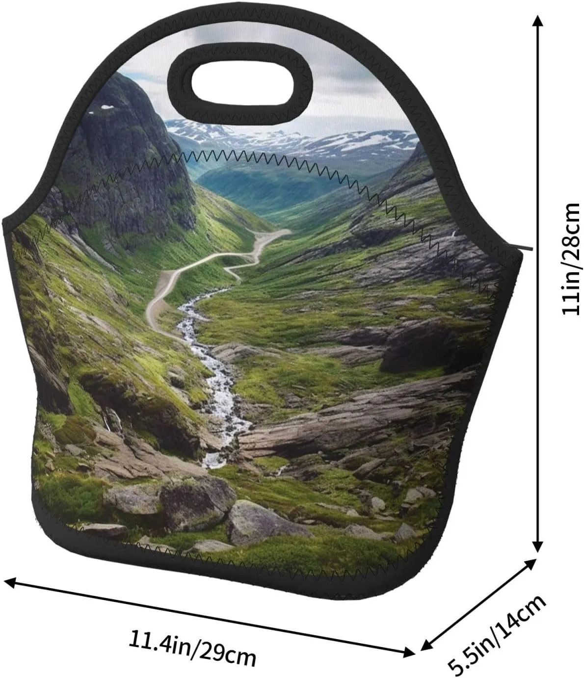 Insulated Lunch Bag Lunch box for Women Men Reusable Cooler Bag Norway terrain Lunch Bag Soft Neoprene Lunch Tote Bag Leakproof Lunchbox for Work Travel Picnic Office
