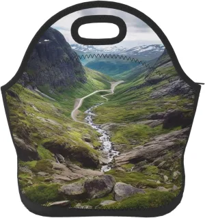 Insulated Lunch Bag Lunch box for Women Men Reusable Cooler Bag Norway terrain Lunch Bag Soft Neoprene Lunch Tote Bag Leakproof Lunchbox for Work Travel Picnic Office