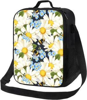 Insulated Lunch Bags for Women Men Work - Bees Collecting Nectar Small Lunch Box for Women Men, Soft Cooler Bag Insulated, Adult Lunch Tote Bag with Adjustable Shoulder Strap