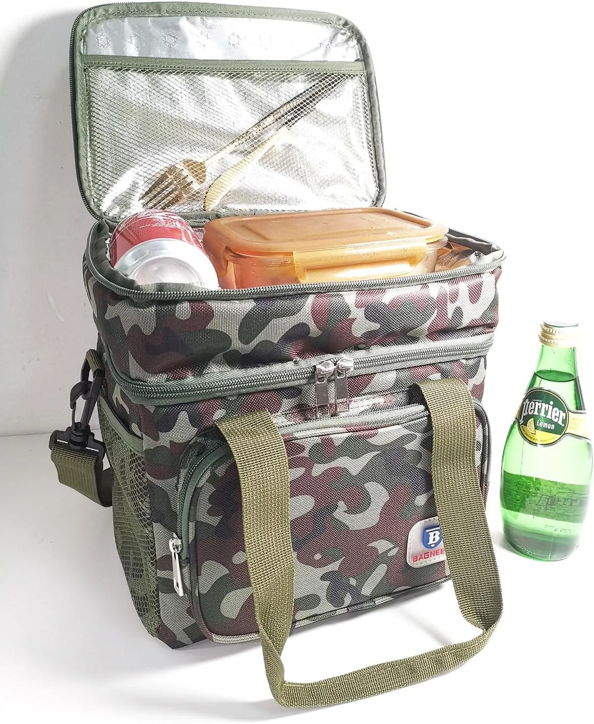 Insulated Lunch Box Bag Portable Double Deck Picnic Cooler Bag Durable Waterproof Office Camping Food & Drink Thermal Storage Box Outdoor Gifts for Adult Men Women, 14L