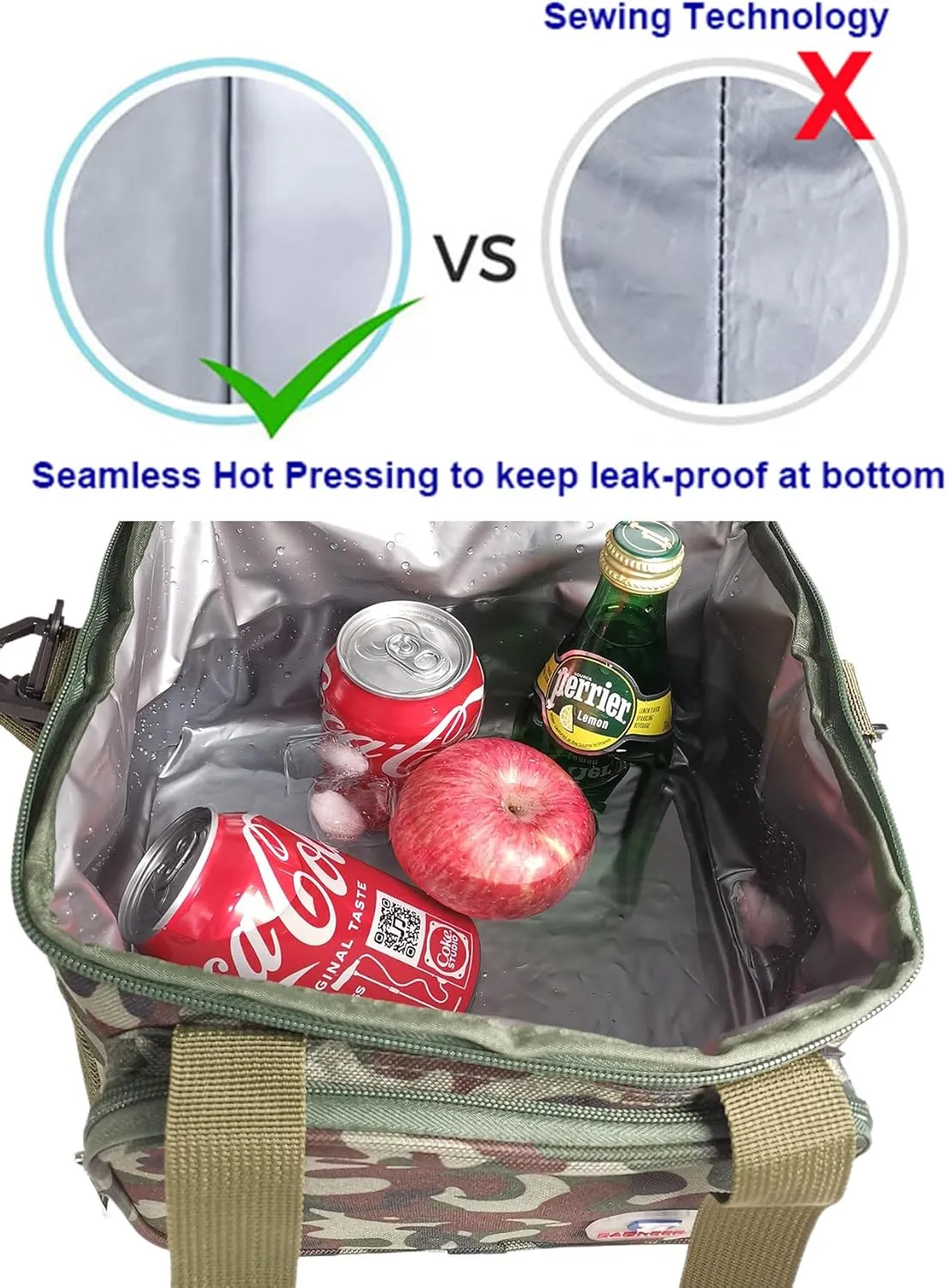 Insulated Lunch Box Bag Portable Double Deck Picnic Cooler Bag Durable Waterproof Office Camping Food & Drink Thermal Storage Box Outdoor Gifts for Adult Men Women, 14L