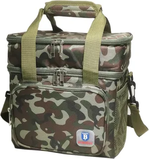 Insulated Lunch Box Bag Portable Double Deck Picnic Cooler Bag Durable Waterproof Office Camping Food & Drink Thermal Storage Box Outdoor Gifts for Adult Men Women, 14L