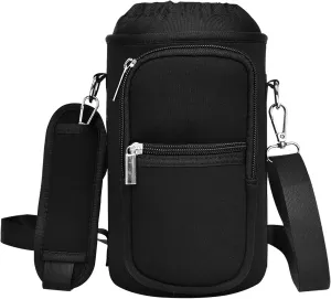 Insulated Water Bottle Bag Neoprene Carrier Sleeve for 32/40/64/128 oz Water Jug Carrying Pouch Sling Strap, Pocket