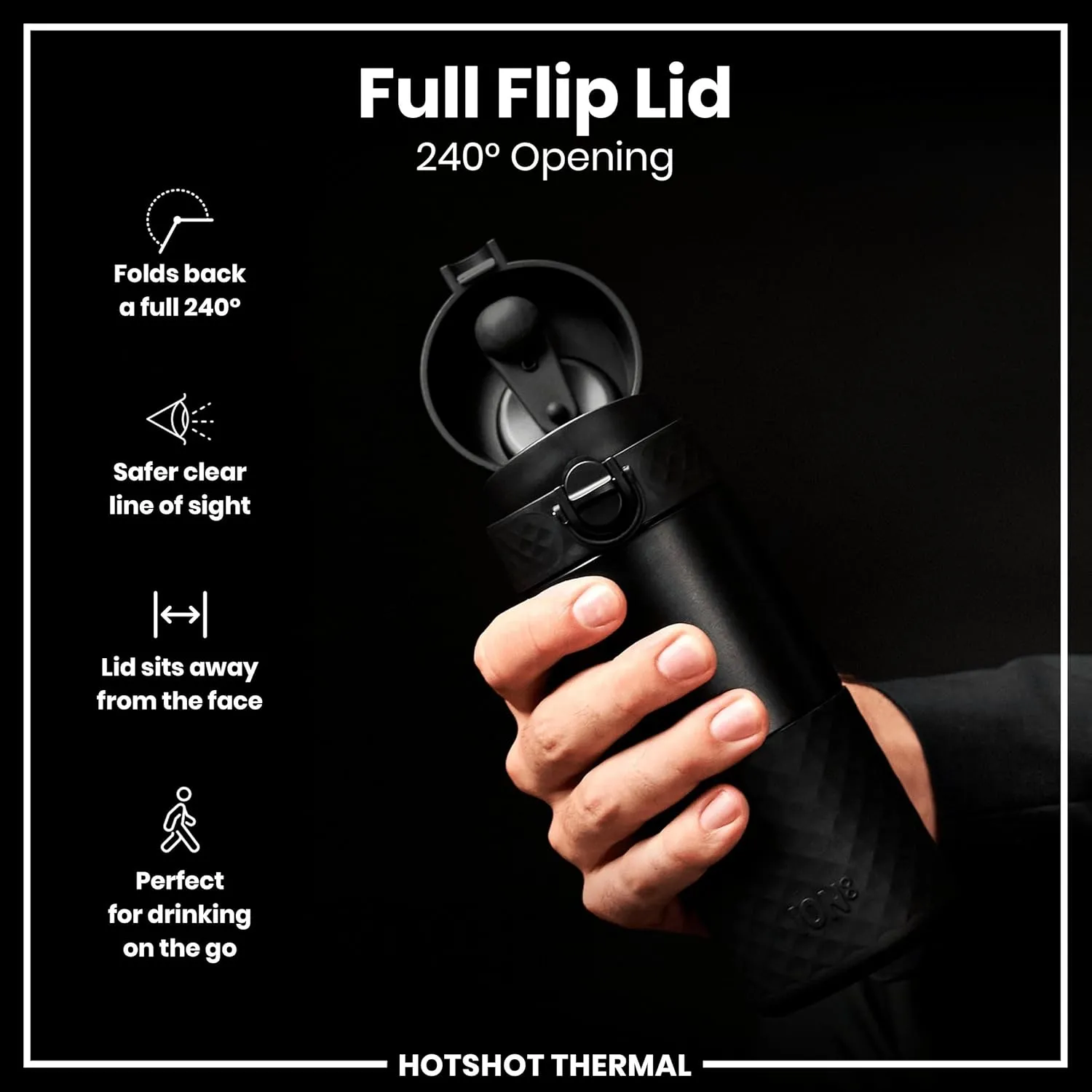 ION8 Insulated Travel Mug, 360 ml/12 oz, Leak Proof, Triple Lock Secure, Spill-Free in Transit, Hygienic Cover, Easy-to-Clean, Perfect On-The-Go, Black, Stainless Steel