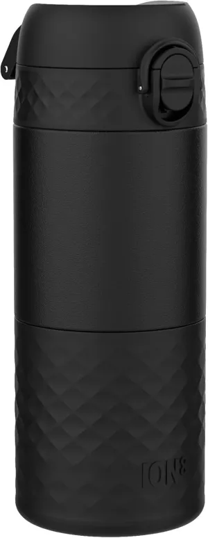 ION8 Insulated Travel Mug, 360 ml/12 oz, Leak Proof, Triple Lock Secure, Spill-Free in Transit, Hygienic Cover, Easy-to-Clean, Perfect On-The-Go, Black, Stainless Steel